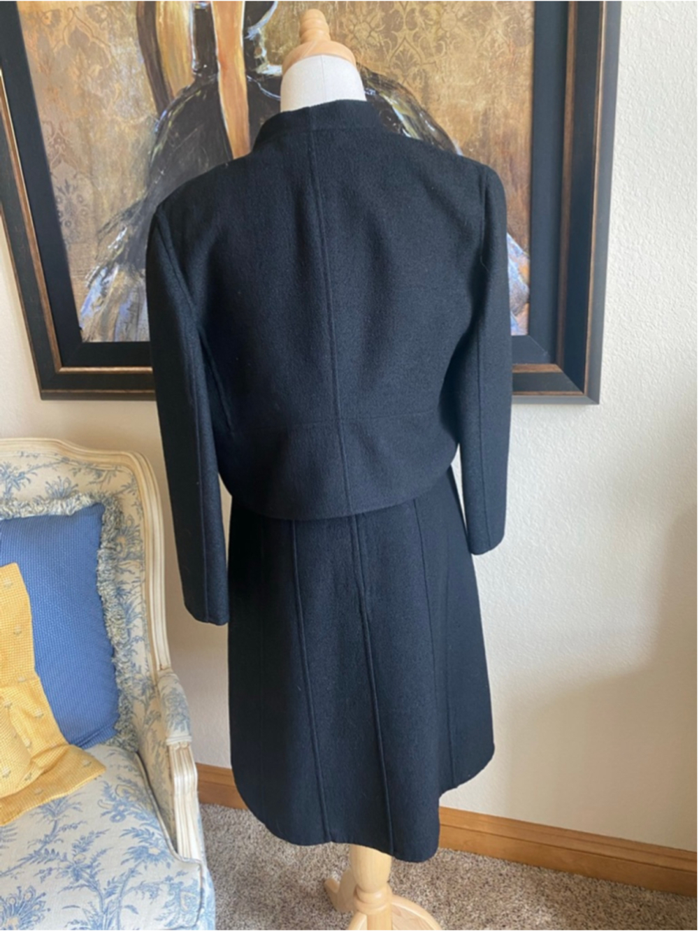 Women's Celine Black Wool Blend Cropped Blazer Jacket US 10/42 & Matching Dress - Picture 11 of 13